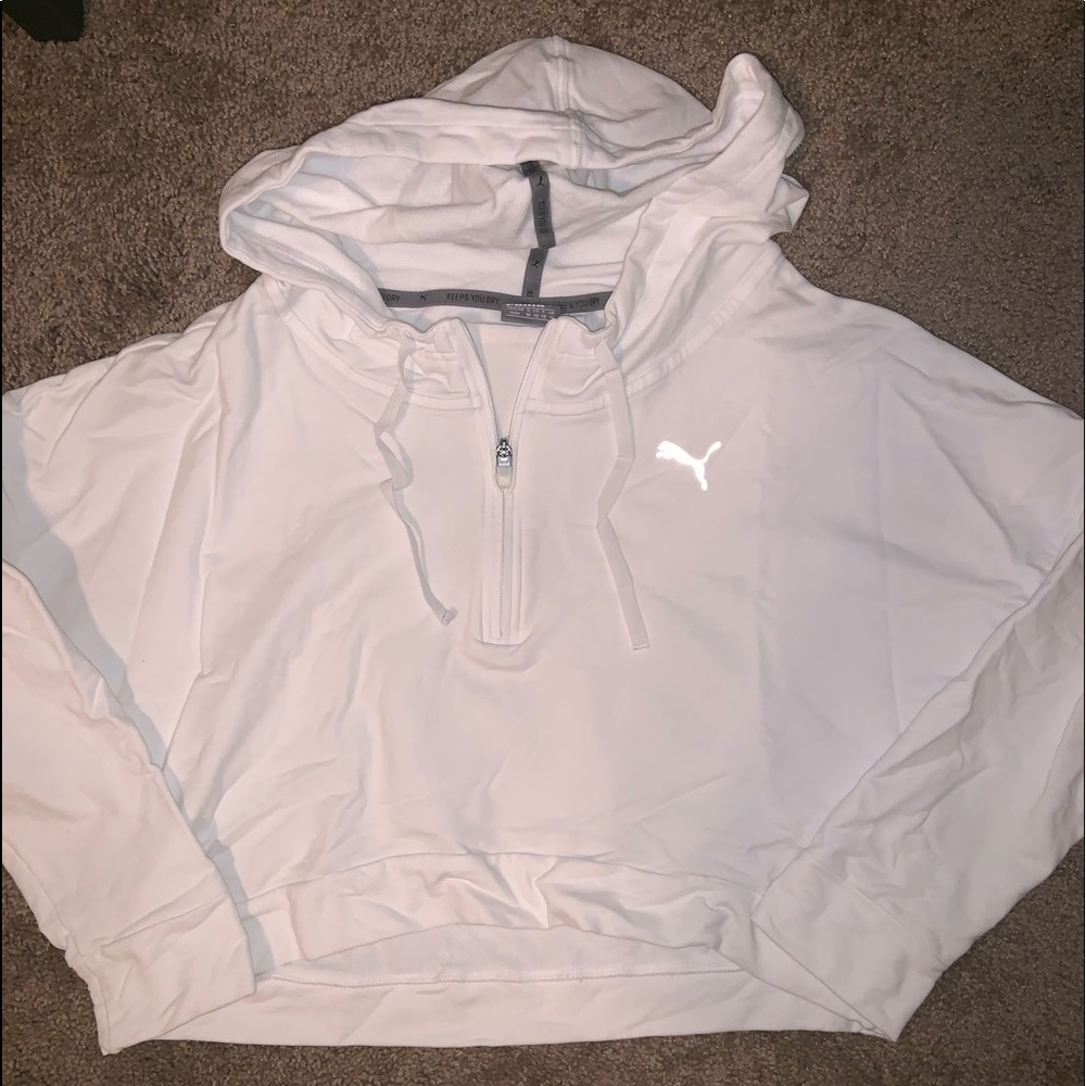 Puma White Cropped Hoodie